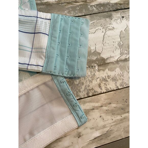 Lane Bryant Cacique light blue plaid print boost plunge underwire bra 44DD - Picture 6 of 7